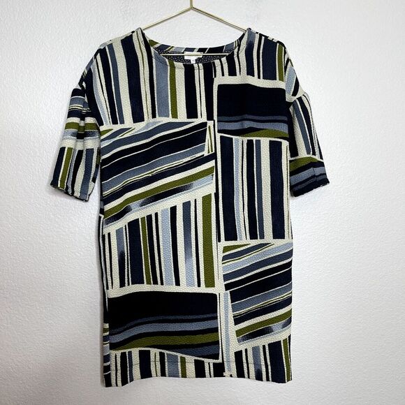 Anthropologie Weston Dress XXS Shift Tunic Geometric Print Imagist Texture Artsy - Picture 2 of 9